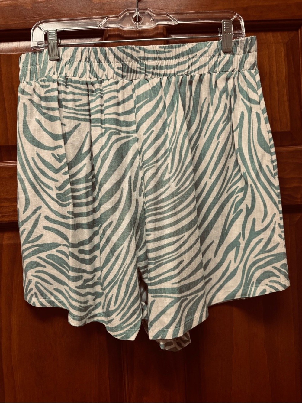 Something by Sonjia Light Green Zebra-Print Wrap Top and matching shorts - Picture 11 of 13